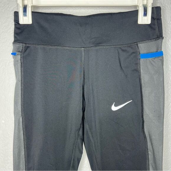 Nike Dri-Fit Running Workout Capri Drawstring Pull Black Women’s Legging Sz S - Picture 4 of 14